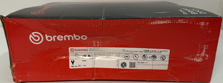 Brembo Premium UV Coated Rear Brake Rotor | 09.D691.11 (Volvo XC60, XC90, S90, V90)