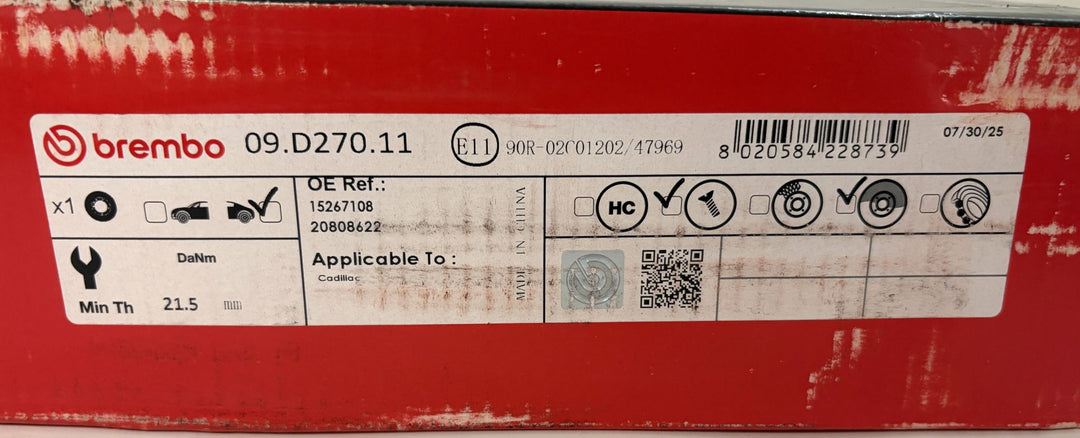 Brembo Premium UV Coated Rear Brake Rotor | 09.D270.11 (Cadillac CTS)