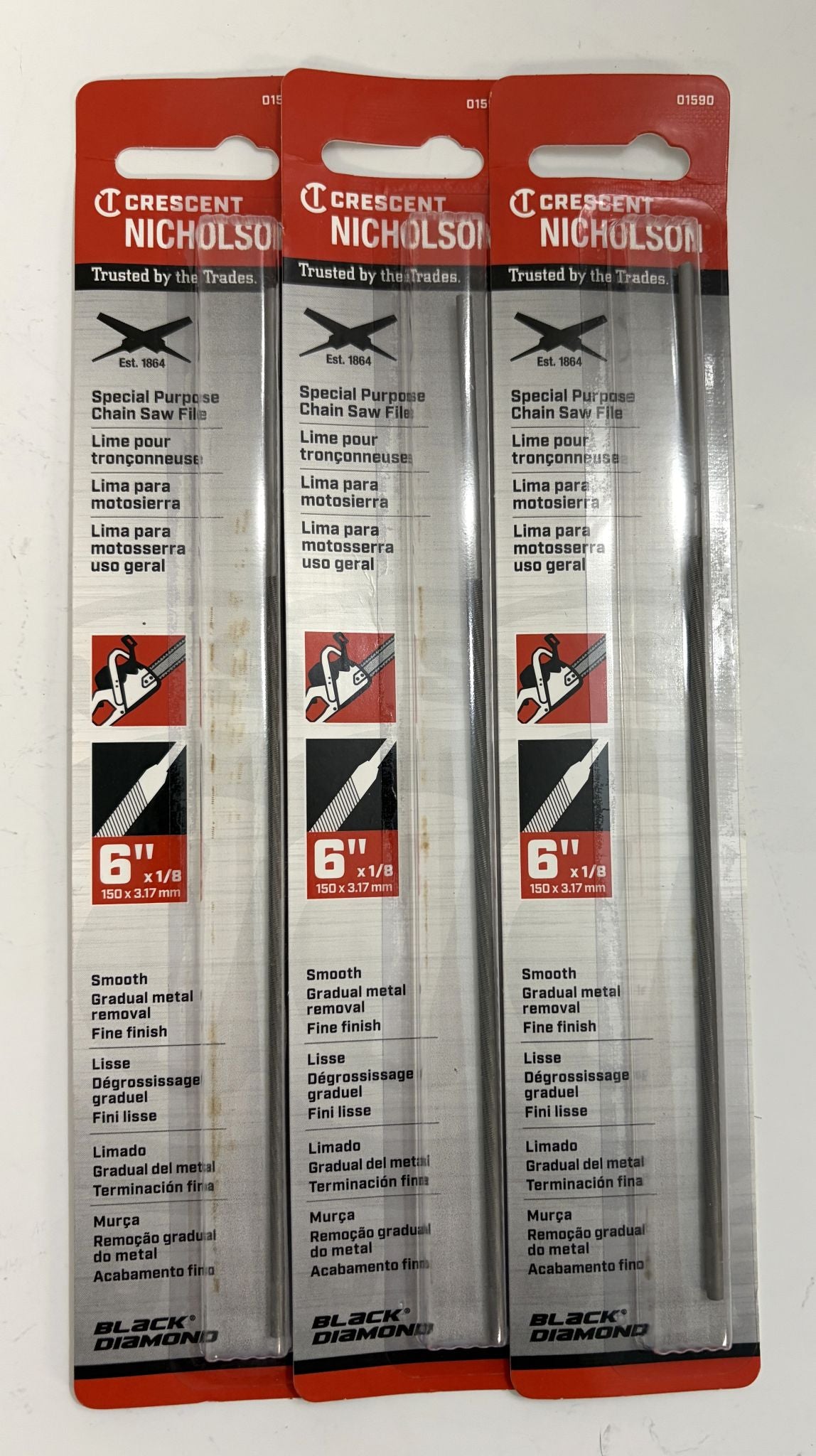 Nicholson 6" x 1/8" Special Purpose Chain Saw File 01590 (3-Pack)