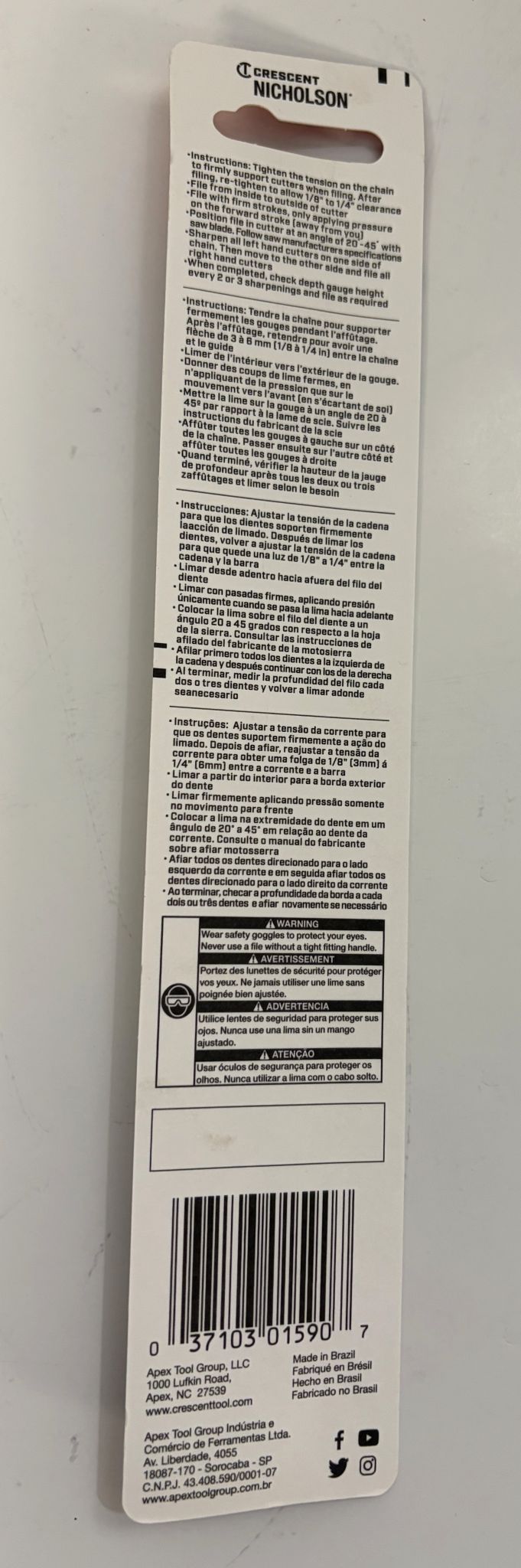 Nicholson 6" x 1/8" Special Purpose Chain Saw File 01590 (3-Pack)