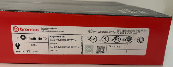Brembo Premium UV Coated Rear Brake Rotor | 09.C515.11 (Land Rover Discovery V, Range Rover IV)