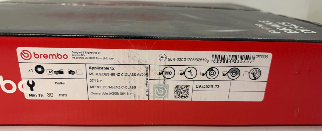 Brembo Premium UV Coated Drilled Front Brake Rotor | 09.D529.23 (Mercedes-Benz W205 C-Class)