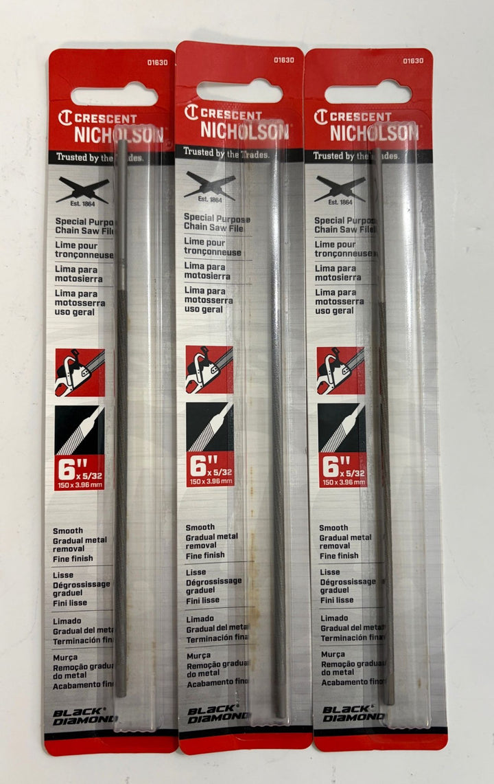 Nicholson 6" x 5/32" Special Purpose Chain Saw File 01630 (3-Pack)