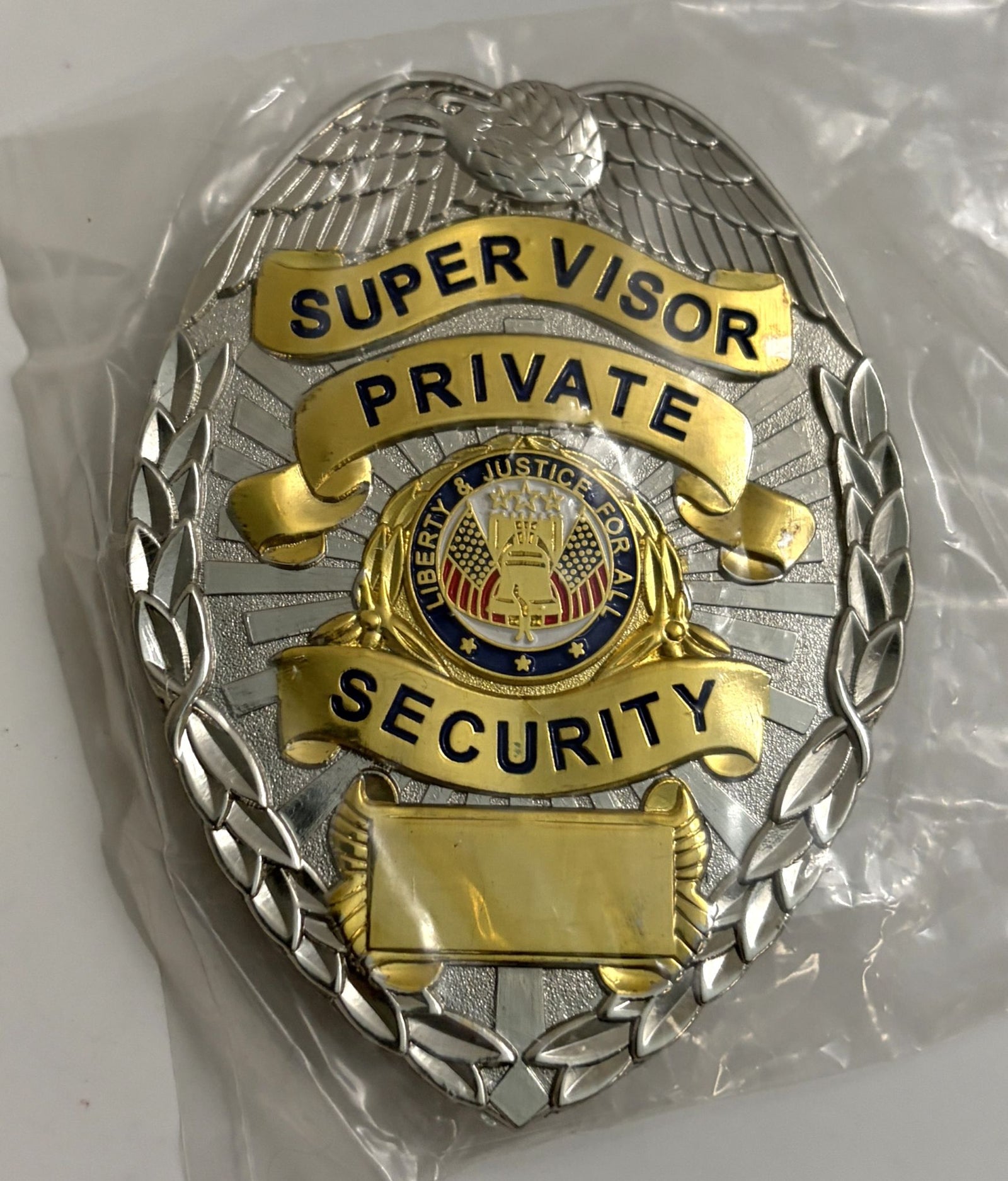 Supervisor Private Security Officer Gold on Silver Shield Badge