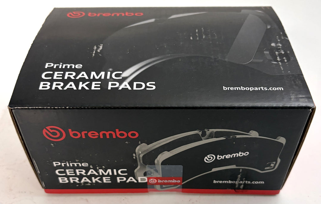 Brembo Prime Ceramic Brake Pads box in black and red packaging with brake pad graphic and Brembo branding