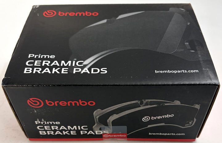 Brembo Prime Ceramic Brake Pads in a sealed black retail box with red branding and brake pad graphics