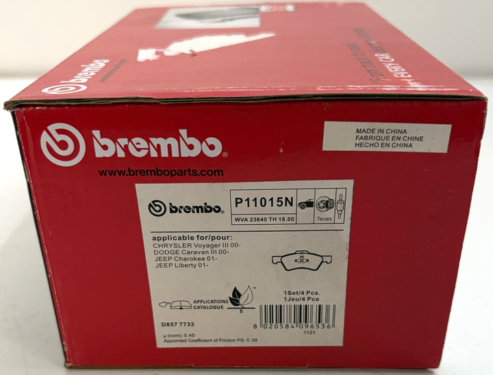 Brembo P11015N Ceramic Front Brake Pads Set for Jeep Liberty Caravan - Sealed