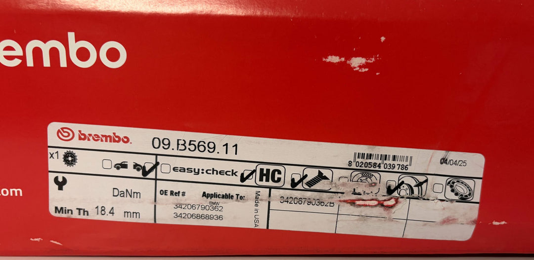 Brembo Premium UV Coated Rear Brake Rotor | 09.B569.11 (BMW X3, X4)