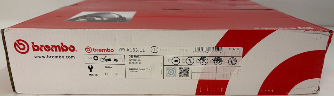 Brembo Premium UV Coated Front Brake Rotor | 09.A183.11 (Chrysler 300 SRT8, Dodge Charger / Challenger SRT8)