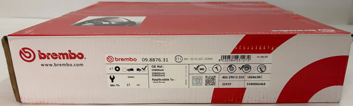 Brembo Premium UV Coated Rear Brake Rotor | 09.8876.31 (Land Rover LR3, LR4, Range Rover Sport)