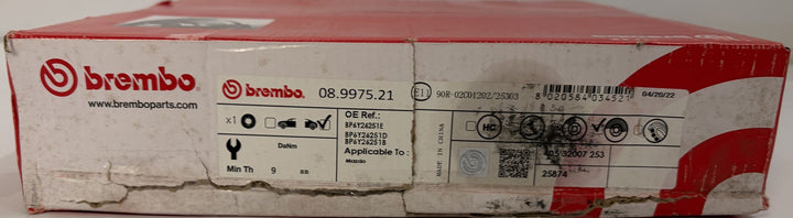 Brembo Premium UV Coated Rear Brake Rotor | 08.9975.21 / 09.9975.21 (Mazda 3, Mazda 5, Ford Focus)