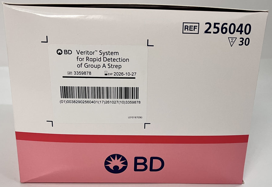 BD 256040 Veritor System for Rapid Detection of Group A Strep, 30 tests per kit. Provides quick, accurate results for diagnosing strep throat.