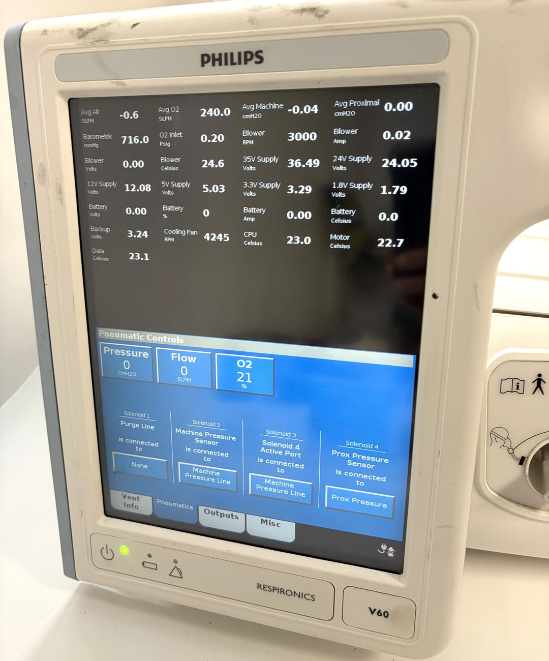 Philips Respironics V60 Ventilator w/ Power Cord (14,129 Hrs, SN 100129699)