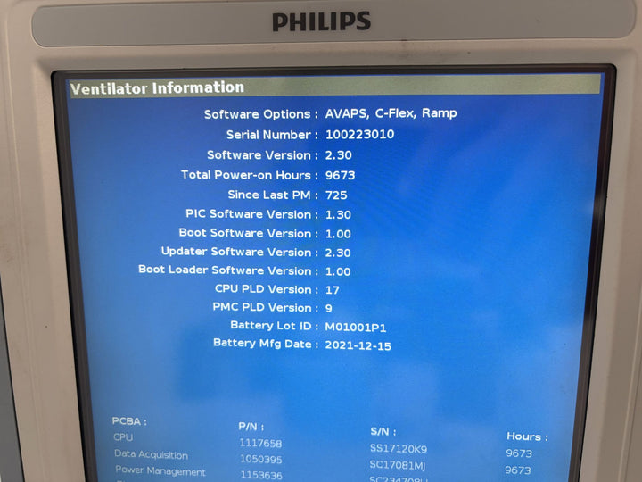 Philips Respironics V60 Ventilator w/ Power Cord (SN 100223010, MFG 2017