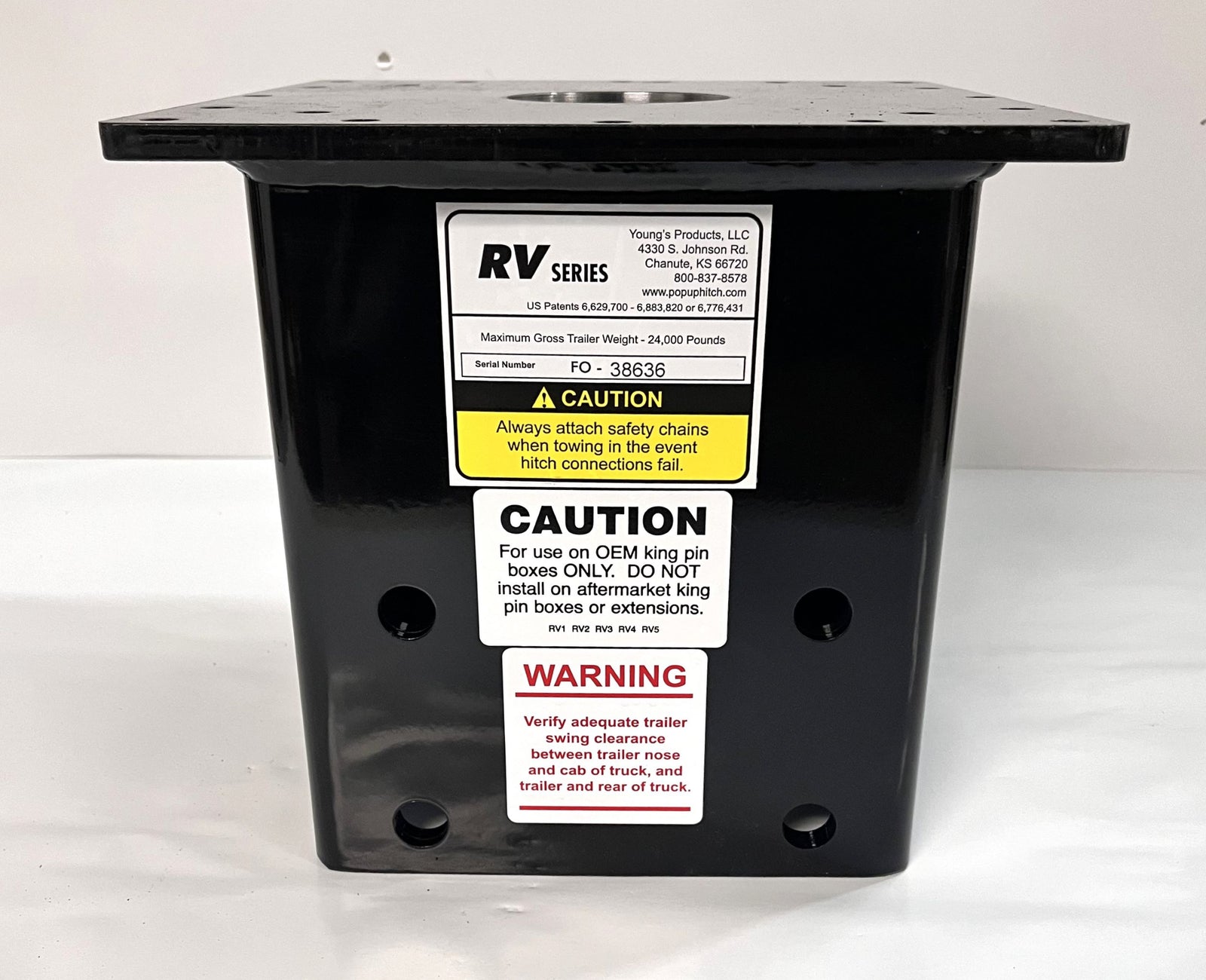 Close-up of Popup Fifth Wheel Adapter Gooseneck Upper Unit Only, heavy-duty metal construction.