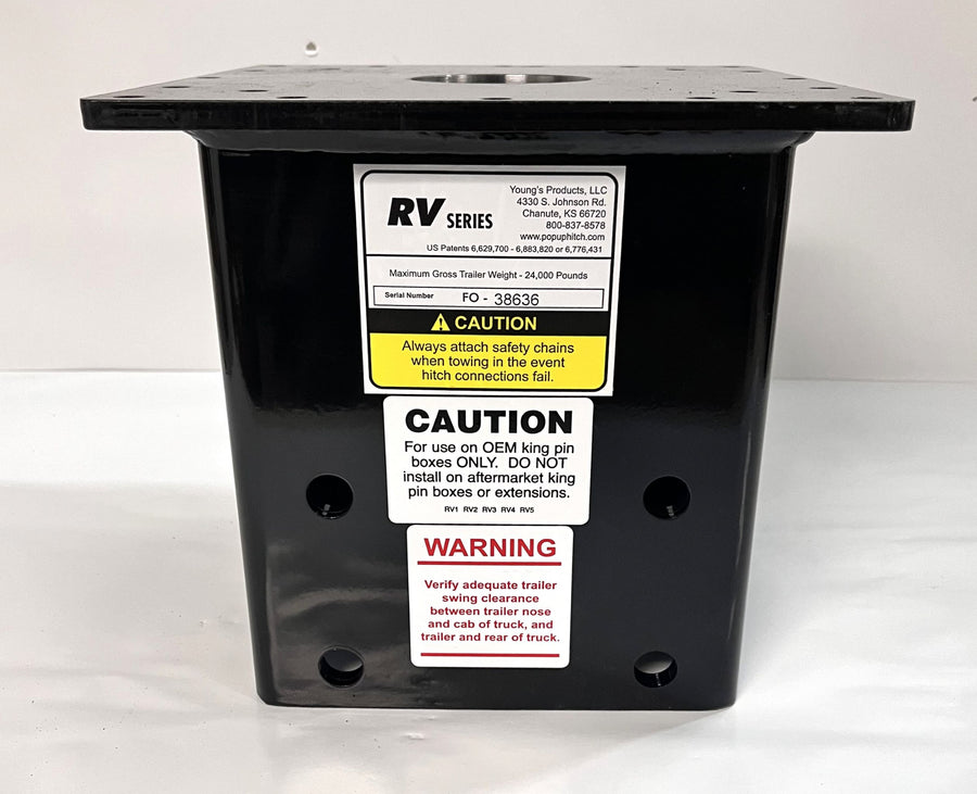 Close-up of Popup Fifth Wheel Adapter Gooseneck Upper Unit Only, heavy-duty metal construction.
