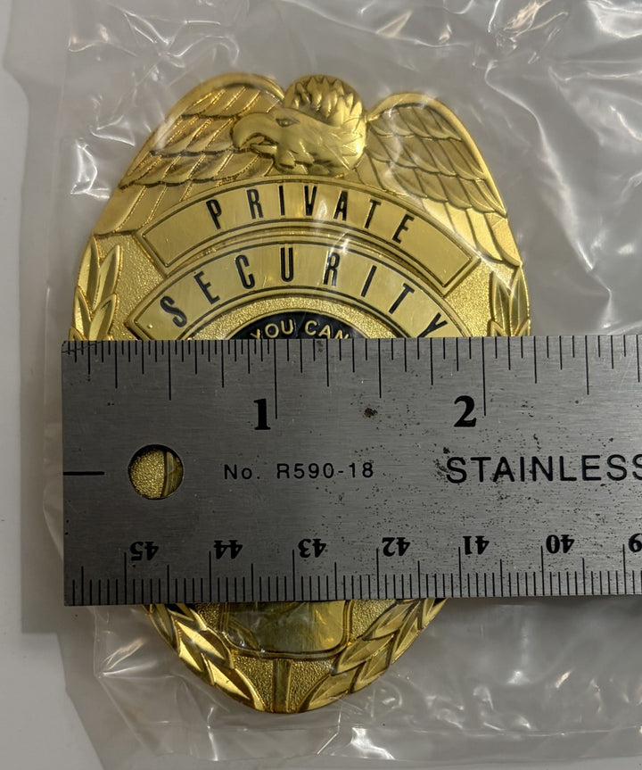 Gold Private Security Officer Badge - "Security You Can Count On" Seal