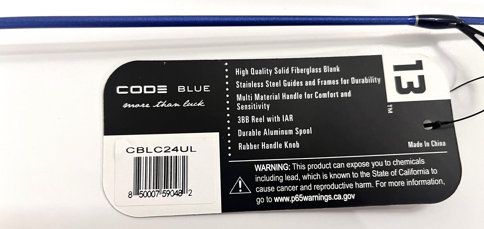 The 13 Fishing Code Blue Spinning Ice Combo CBLC24UL delivers reliable performance and durability for ice fishing enthusiasts.