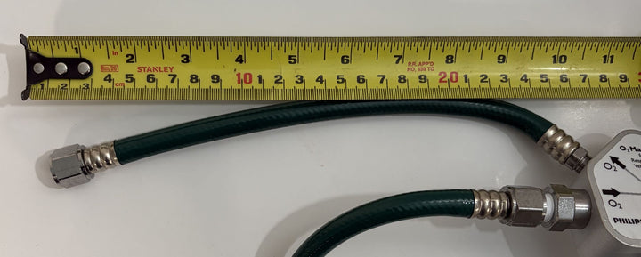 Philips Respironics O2 manifold assembly with green oxygen hoses and metal fittings, part 1109668 Rev C, pre-owned medical equipment, PHENTERSALES