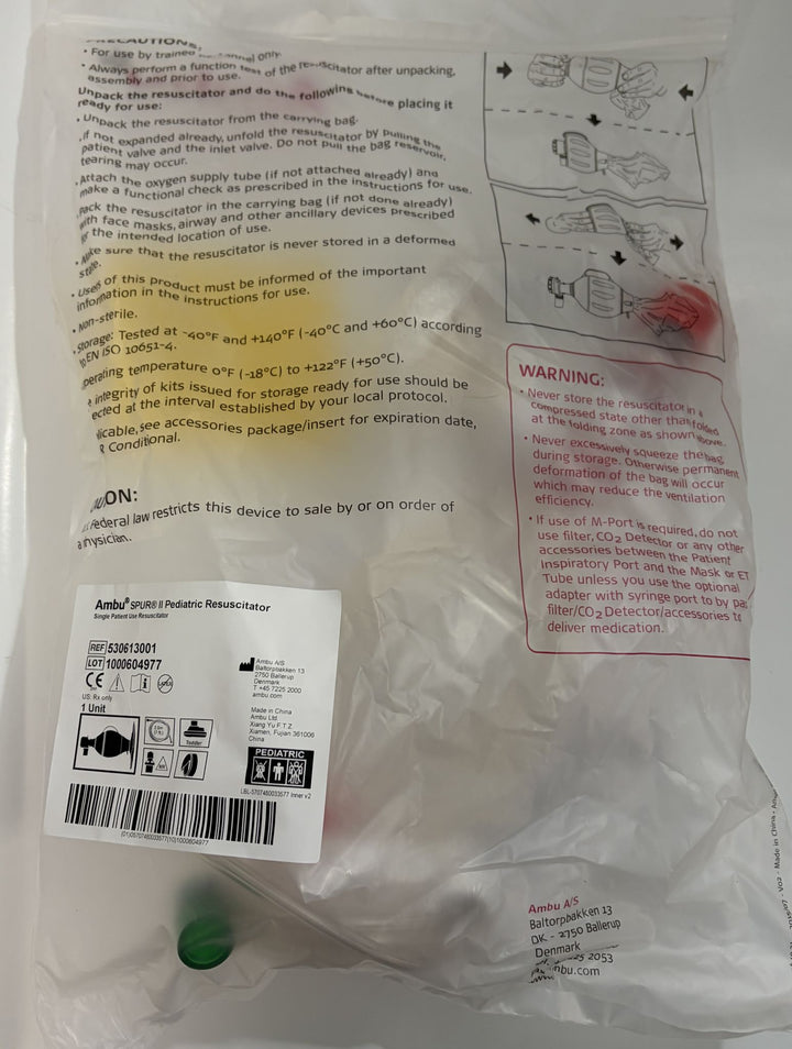 Ambu 530613001 SPUR II Pediatric Resuscitator, Case of 6