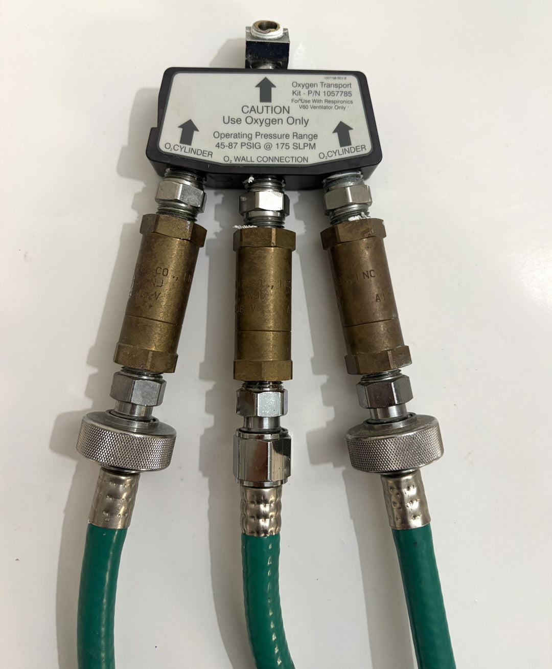 Philips Respironics V60 oxygen transport kit part 1057785 with three green hoses pre owned medical equipment PHENTERSALES