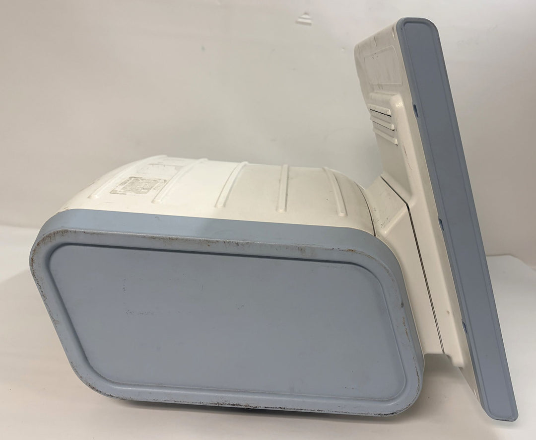 Philips Respironics V60 non invasive ventilator in white and gray, pre owned medical equipment from PHENTERSALES, side view