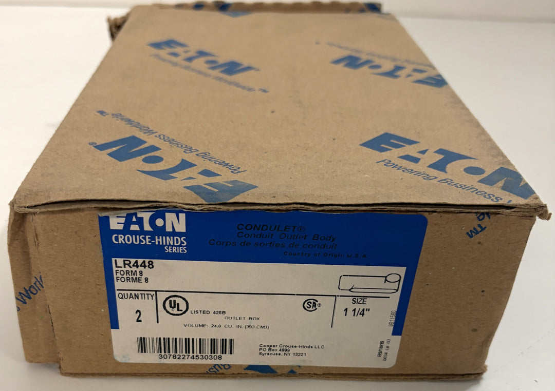 Eaton Crouse-Hinds LR448 1-1/4" Form 8 Conduit Outlet Body (Box of 2)
