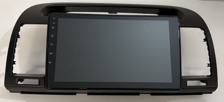 Rimoody Android touchscreen car stereo with black dashboard bezel for 2000 to 2003 Toyota Camry, new automotive replacement head unit