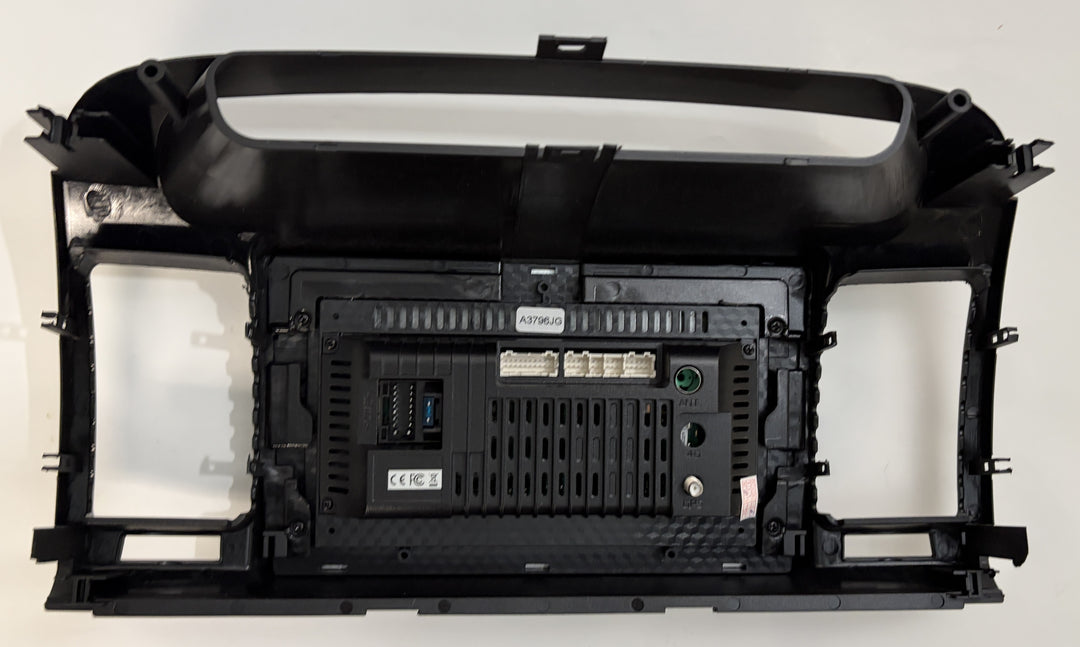 Rear view of Rimoody black Android car stereo and dashboard fascia for 2000 to 2003 Toyota Camry, showing mounting points and wiring connectors