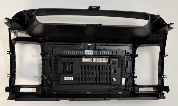 Rear view of Rimoody black Android car stereo and dashboard fascia for 2000 to 2003 Toyota Camry, showing mounting points and wiring connectors