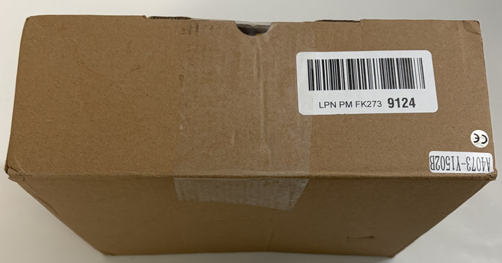 Rimoody brown cardboard shipping box for a Toyota Camry Android car stereo, with barcode label and taped packaging visible