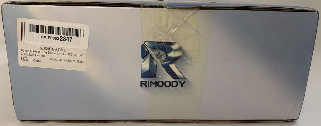 Rimody Android car stereo multimedia player box with 4 core processor, 4GB RAM, 64GB ROM, and product code X004CBAGYJ label