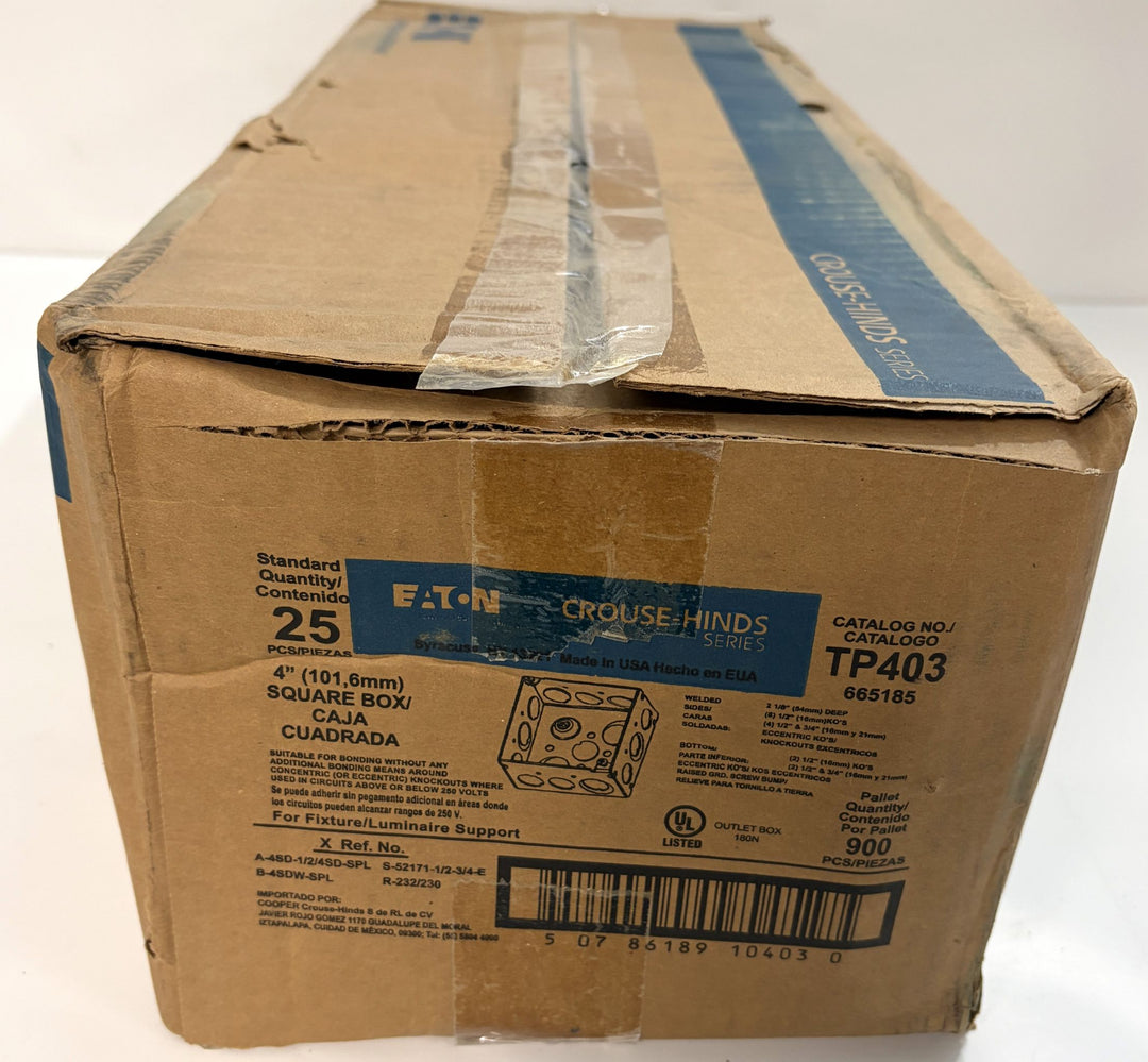 Eaton Crouse-Hinds TP403 4" Square Electrical Box (25/Box)