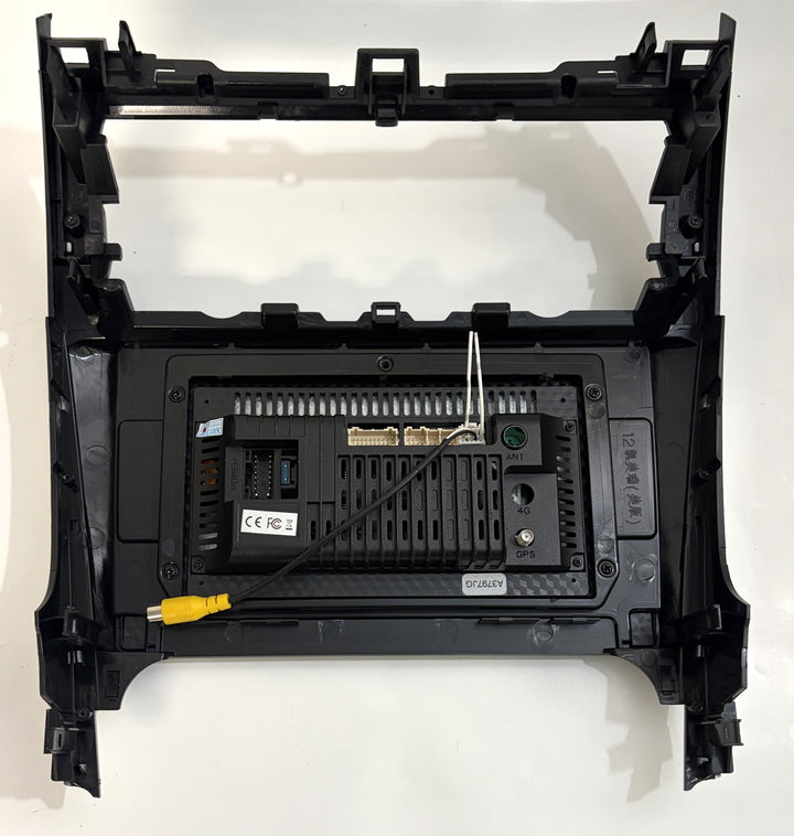 Rimoody Android car stereo head unit rear view with Toyota Avalon 2005 to 2012 dashboard fascia and wiring connections