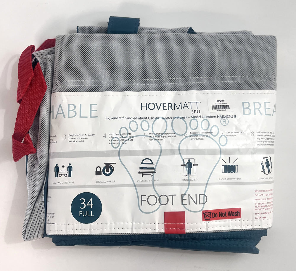 HoverMatt SPU Mattress: 34" W x 78" L. Designed for patient transfer, providing comfort, safety, and ease of use.