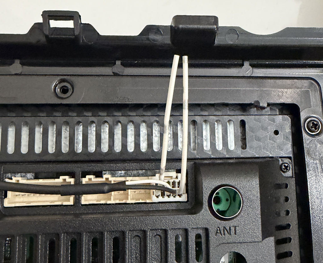 Rimoody Android car stereo rear panel with wiring connectors and green ANT antenna port for 2005 to 2012 Toyota Avalon models