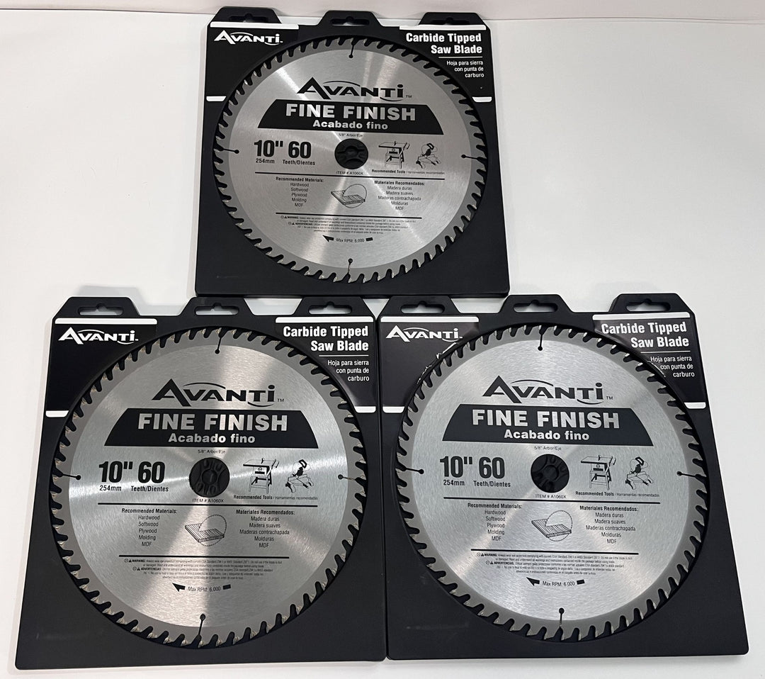Avanti 10 inch x 60 Teeth Carbide Tipped Saw Blade Fine Finish