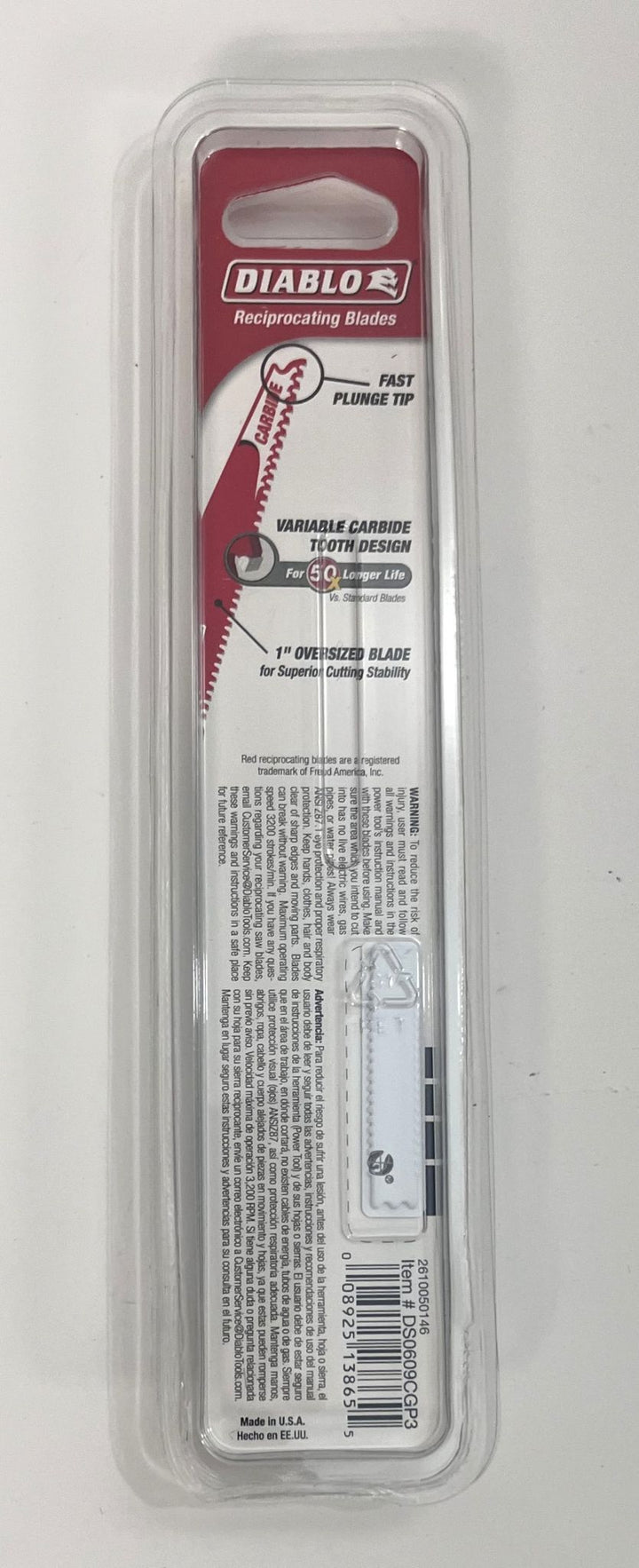 Diablo DS0609CGP3 Demo Demon 6"Carbide Reciprocating Saw Blades, 3-Pack