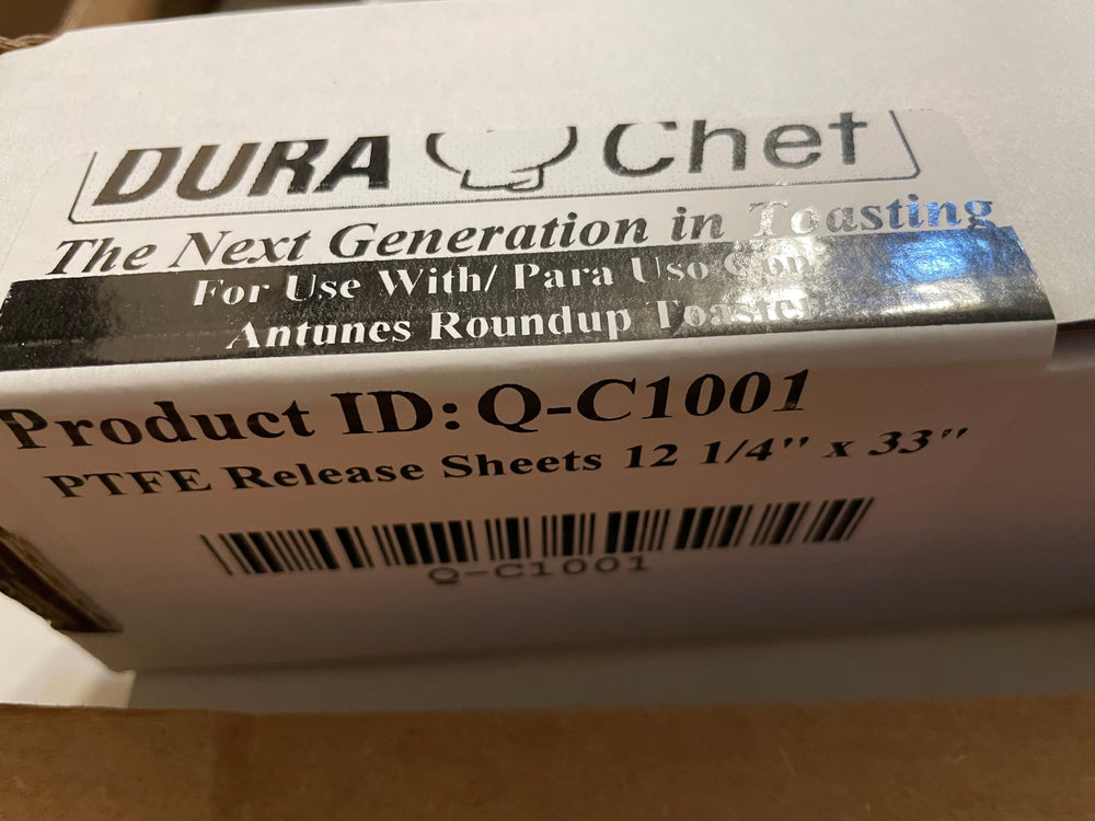 64 Dura Chef 12.25"x33" PTFE Release Sheets for use with Antunes Roundup Toaster.