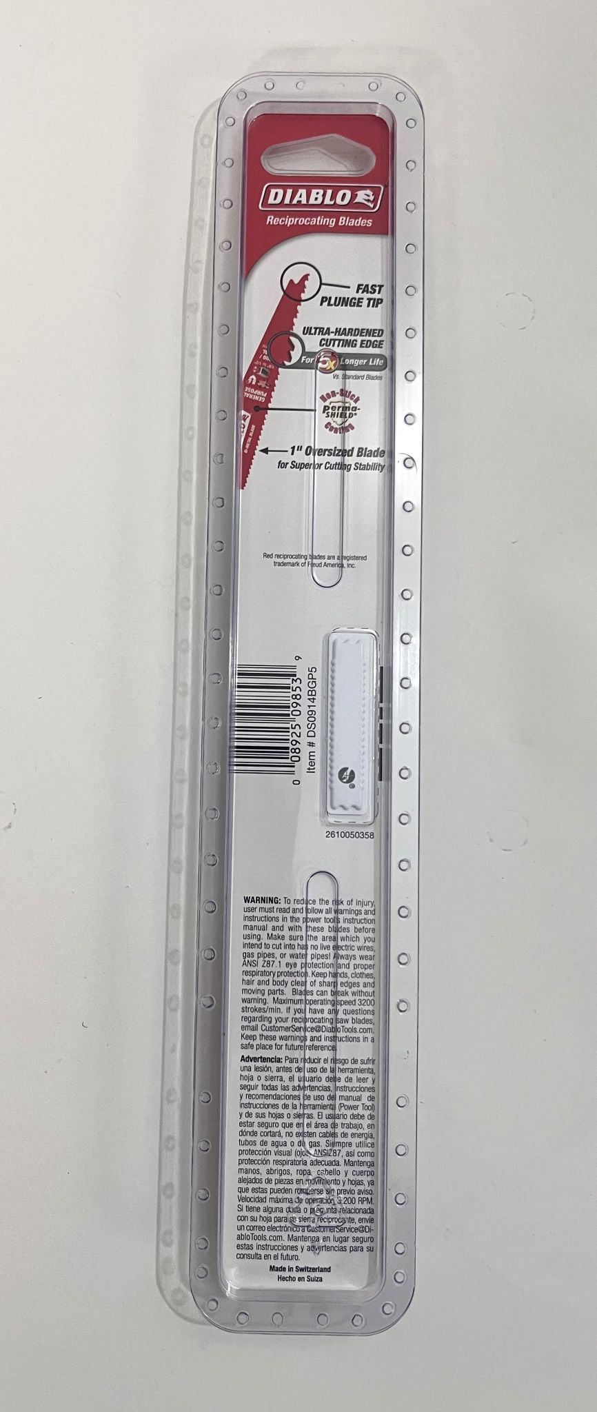 Diablo 9-inch bi-metal general-purpose reciprocating saw blade, 5-pack, durable and versatile for fast cutting in wood and metal.