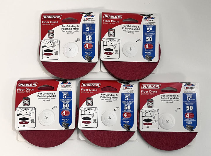 20 Diablo DCF050050S04G 5" X-LOCK Fiber Discs 50 Grit (5-Packs of 4 Discs)