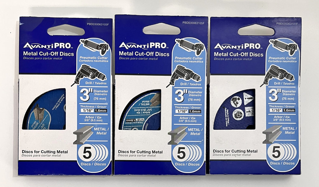 Avanti Pro PBD030063105F 3" x 1/16" x 3/8" Metal Cut-Off Disc, (3 Packs of 5 Discs)