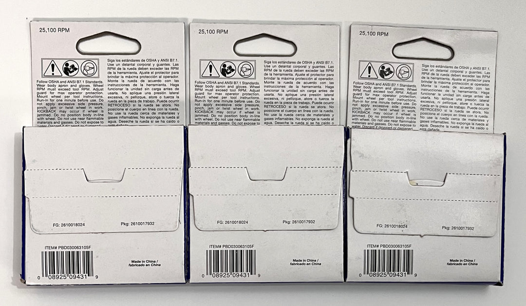 Avanti Pro PBD030063105F 3" x 1/16" x 3/8" Metal Cut-Off Disc, (3 Packs of 5 Discs)
