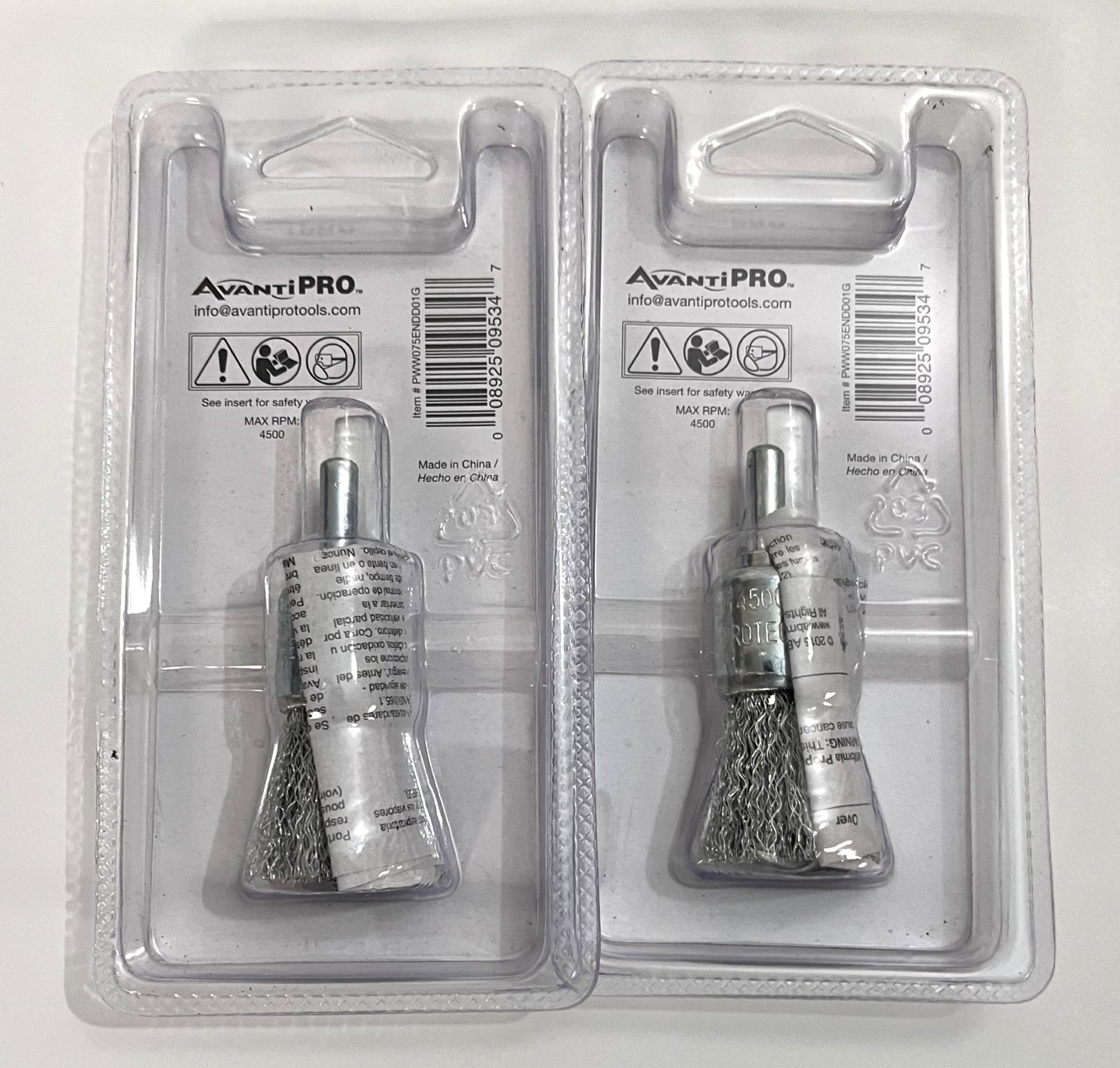 Avanti Pro 3/4-inch end brush with 1/4-inch shank, great for rust and paint removal, durable for general-purpose cleaning tasks.