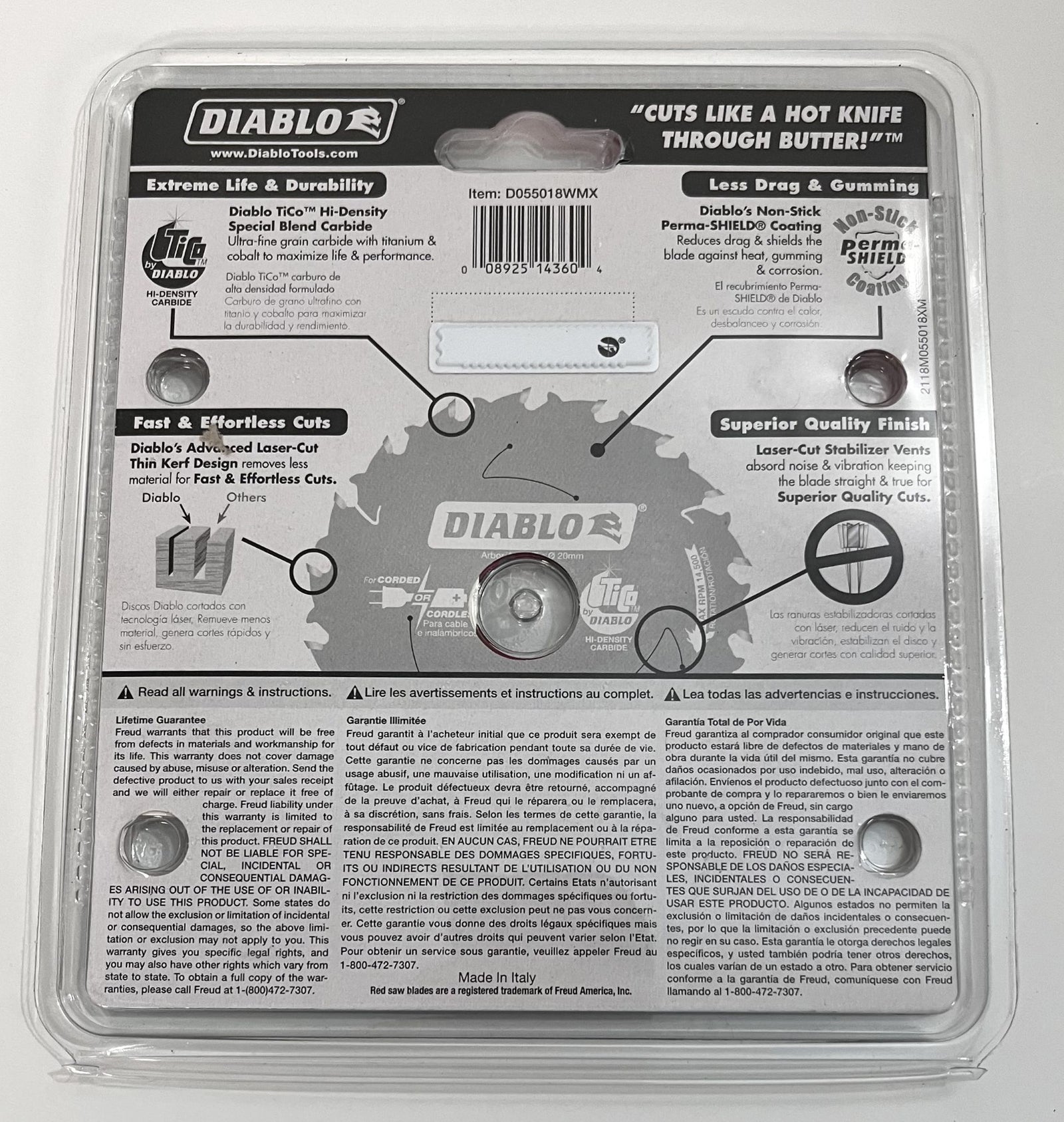 Freud Diablo 5-1/2 inch 18 teeth fast framing trim saw blade, designed for quick and clean cuts in wood and engineered materials.