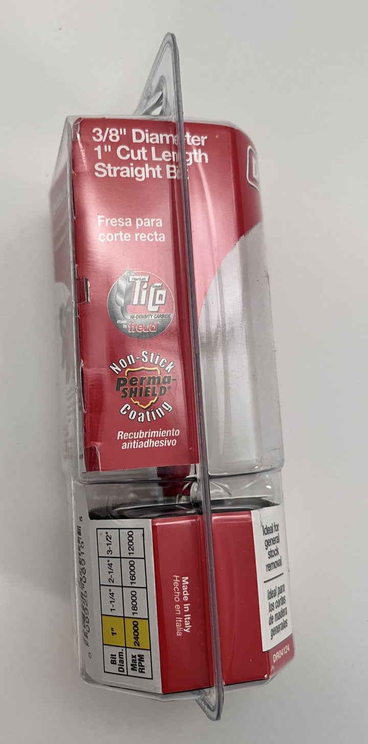 Diablo DR04124 Straight Router Bit, 3/8" diameter x 2-1/2" length, carbide tip, 1/4" shank