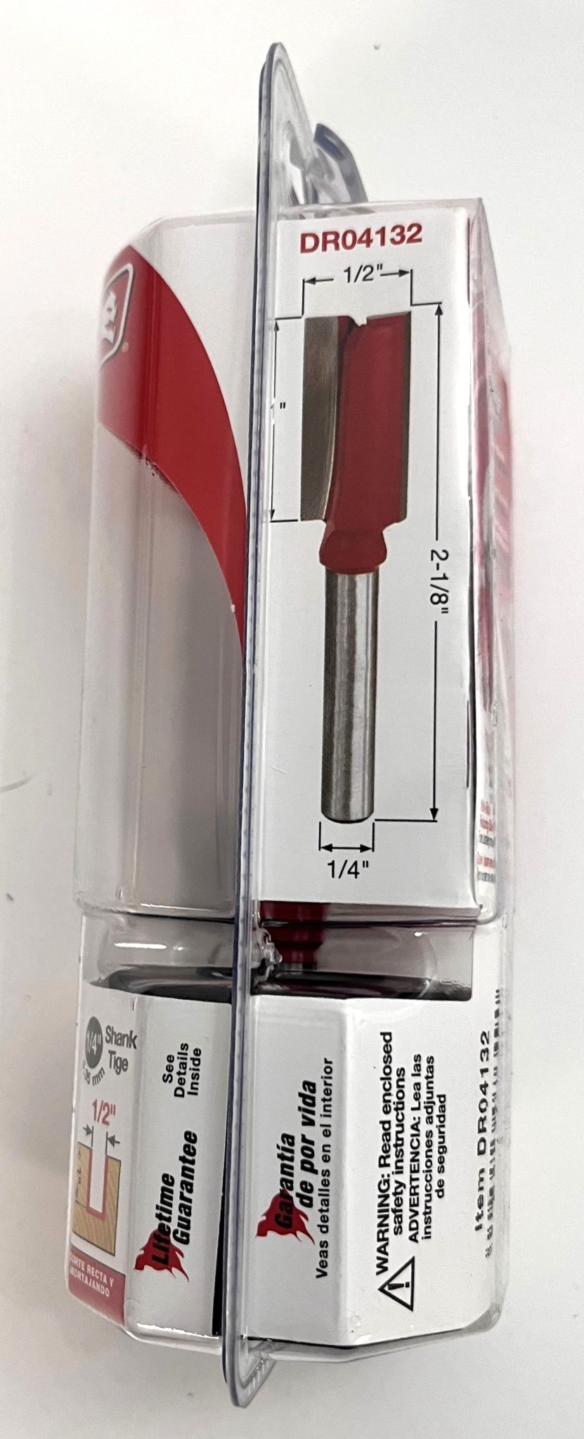 Diablo DR04132 Straight Router Bit, 1/2" diameter x 1" Cut Length, carbide tip, 1/4" shank