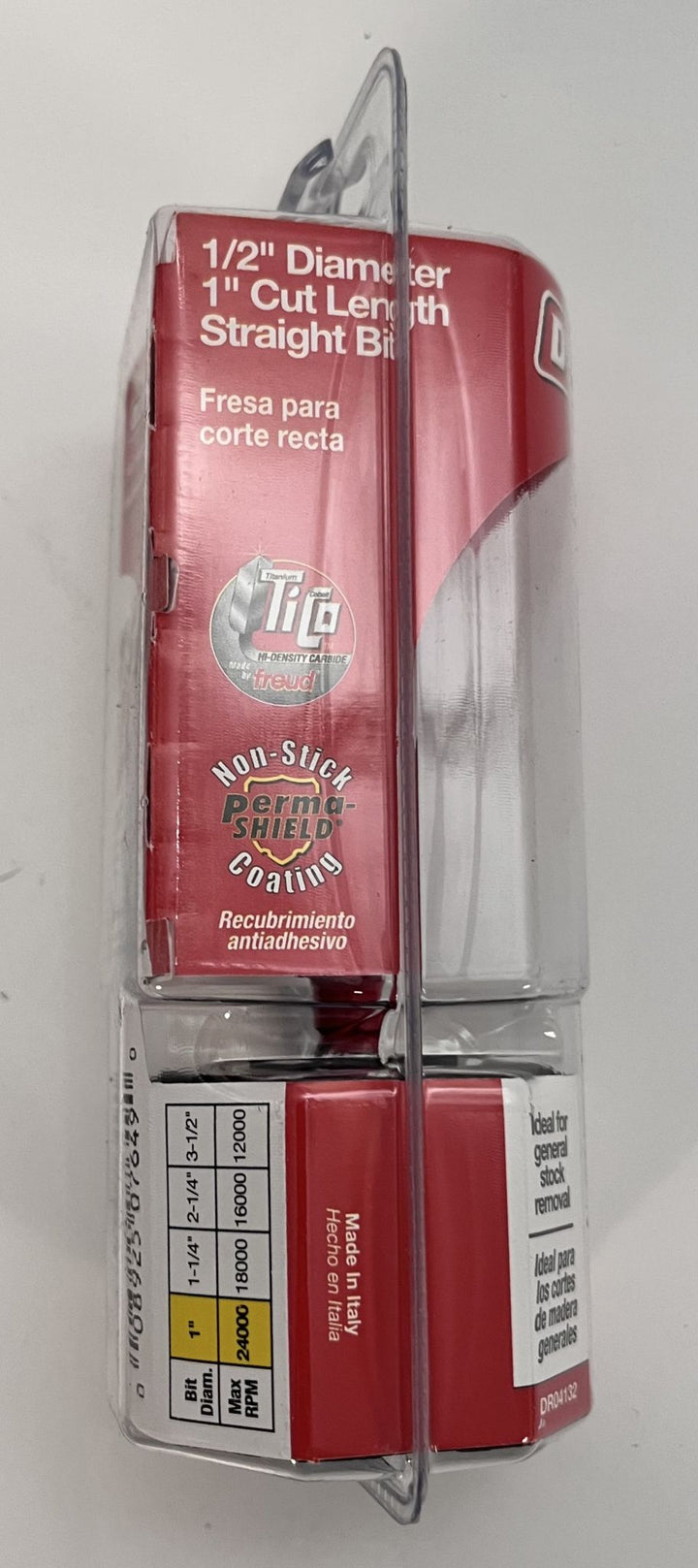 Diablo DR04132 Straight Router Bit, 1/2" diameter x 1" Cut Length, carbide tip, 1/4" shank
