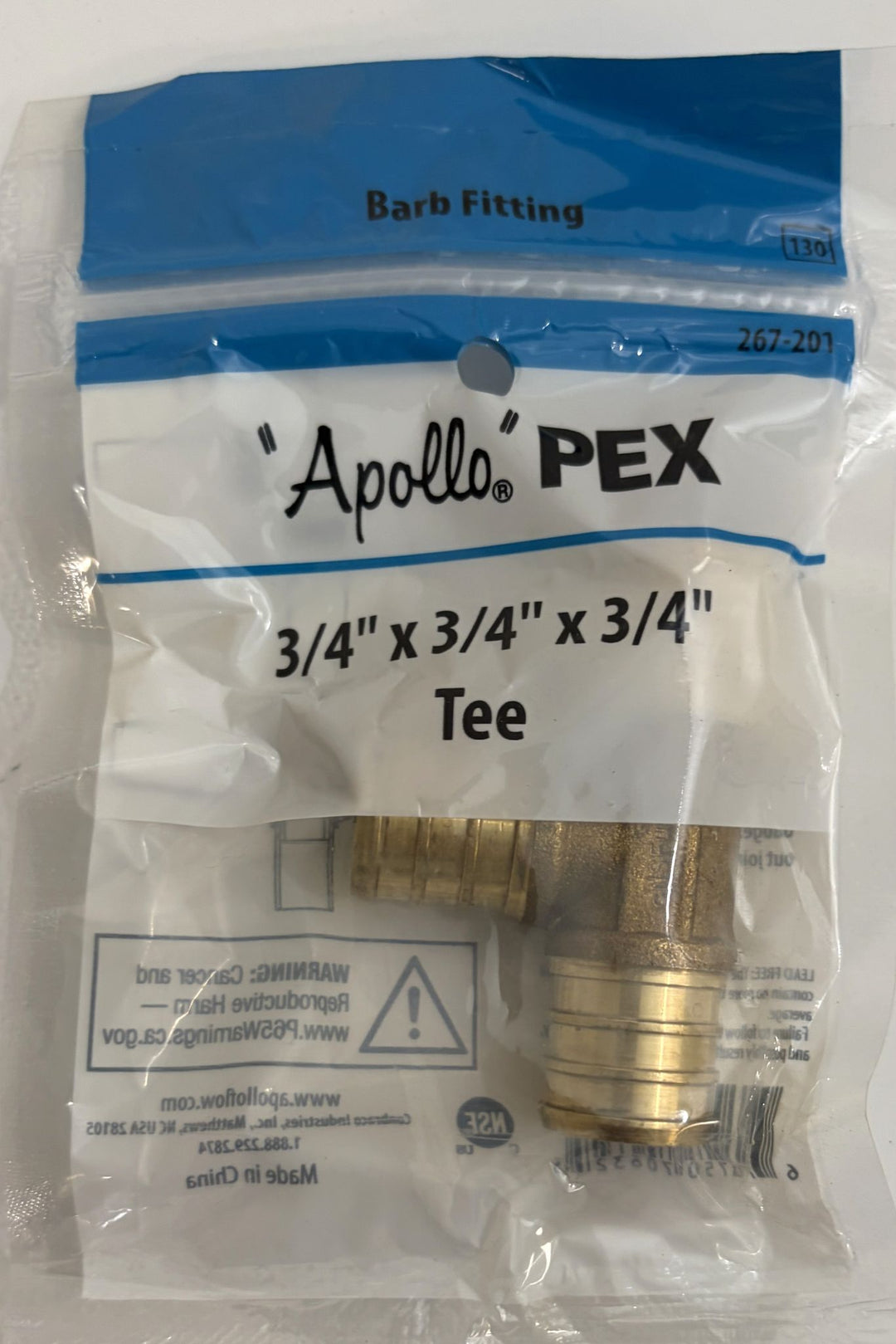 Apollo APXT34 3/4" PEX Brass Crimp Tee – Lead-Free Plumbing Fitting (12 Pack)