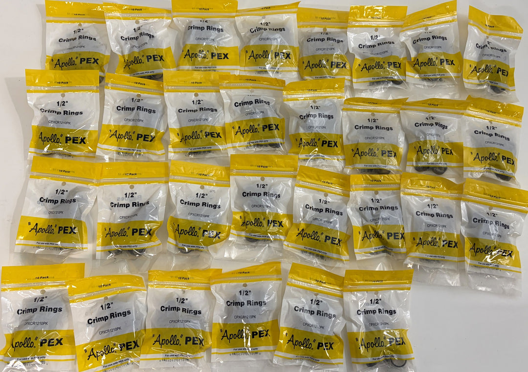 Apollo PEX 1/2" Copper Crimp Rings 10-Pack - Lot of 30 (300 Total Rings) CPXCR1210PK